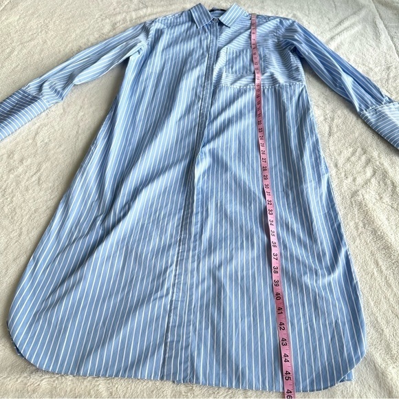 Another Tomorrow Cotton Stripped Blue White Belted Shirt Dress IT 40 US S (4) - Picture 5 of 14